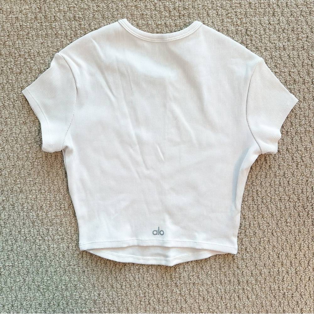 Alo cropped ribbed tee off-white